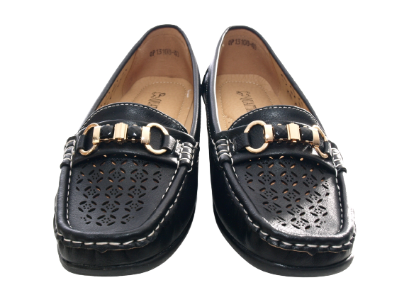 Women's Wedge Heel Ballerina Loafers Moccasins Slip On Flats Casual Black # 13108-1