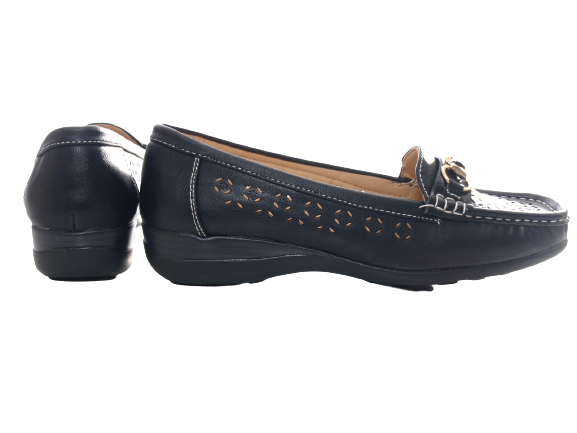 Women's Wedge Heel Ballerina Loafers Moccasins Slip On Flats Casual Black # 13108-1