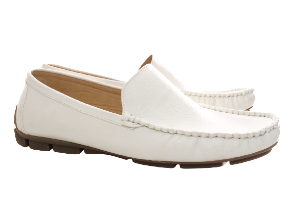Herrenschuhe Halbschuhe Mokassin Slipper Loafer White # 906