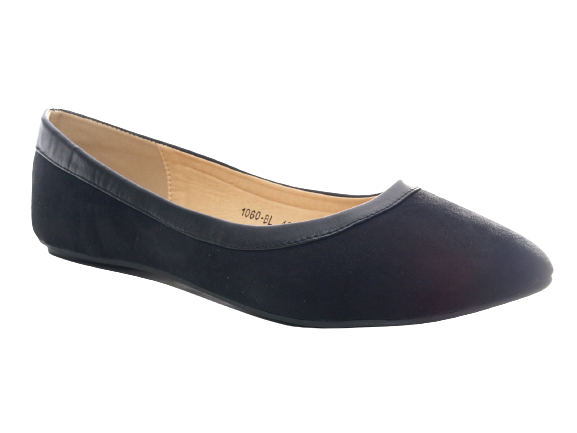 Ballerines mocassins à enfiler pour femmes, chaussures basses, décontractées, noir # 1060