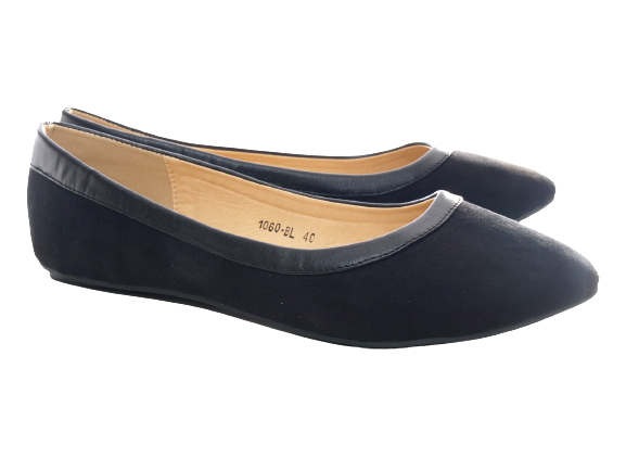 Ballerines mocassins à enfiler pour femmes, chaussures basses, décontractées, noir # 1060