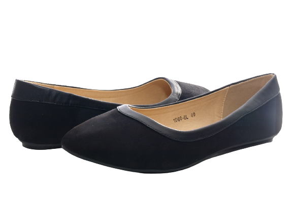 Ballerines mocassins à enfiler pour femmes, chaussures basses, décontractées, noir # 1060