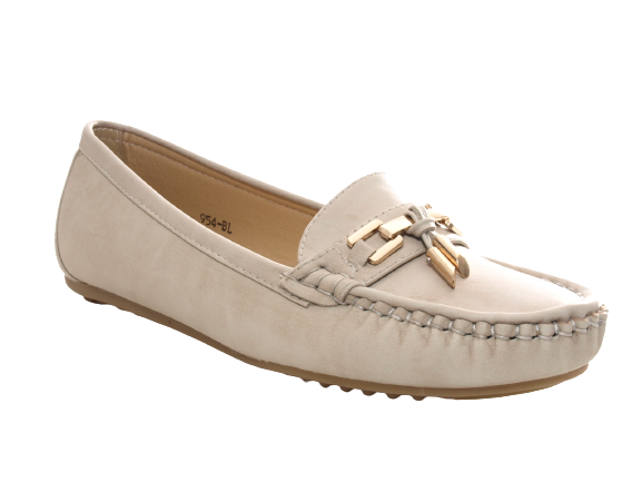 Chaussures à enfiler pour femmes, ballerines, mocassins, slip-on, chaussures plates, loisirs, beige # 954