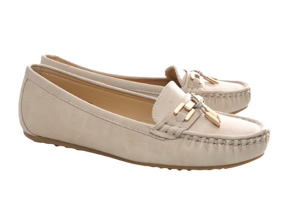 Chaussures à enfiler pour femmes, ballerines, mocassins, slip-on, chaussures plates, loisirs, beige # 954