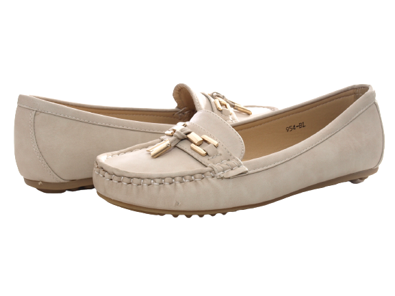 Chaussures à enfiler pour femmes, ballerines, mocassins, slip-on, chaussures plates, loisirs, beige # 954