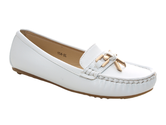 Women's slip-on shoes ballerinas loafers moccasins slip-ons flats casual white # 954