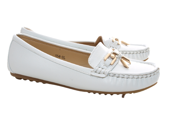 Women's slip-on shoes ballerinas loafers moccasins slip-ons flats casual white # 954