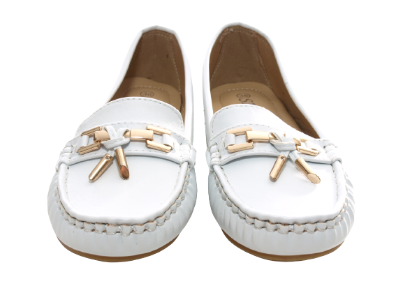 Women's slip-on shoes ballerinas loafers moccasins slip-ons flats casual white # 954