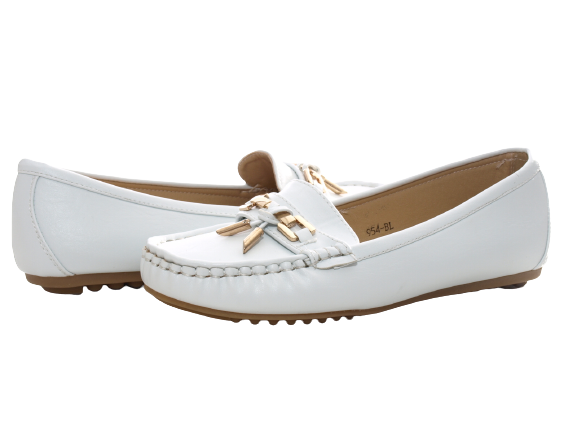 Women's slip-on shoes ballerinas loafers moccasins slip-ons flats casual white # 954