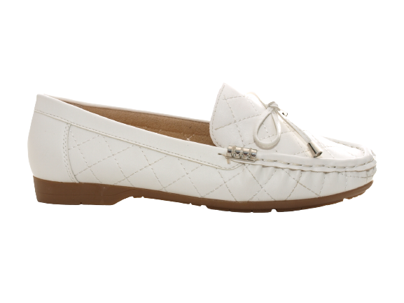 Ballerines mocassins à enfiler pour femmes, chaussures basses, style décontracté, blanc # 480