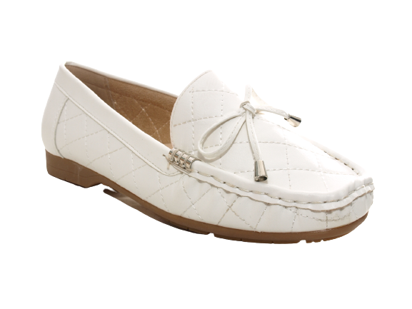 Ballerines mocassins à enfiler pour femmes, chaussures basses, style décontracté, blanc # 480