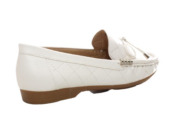 Ballerines mocassins à enfiler pour femmes, chaussures basses, style décontracté, blanc # 480