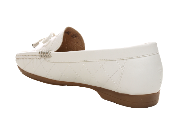 Ballerines mocassins à enfiler pour femmes, chaussures basses, style décontracté, blanc # 480