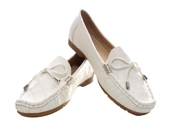 Ballerines mocassins à enfiler pour femmes, chaussures basses, style décontracté, blanc # 480