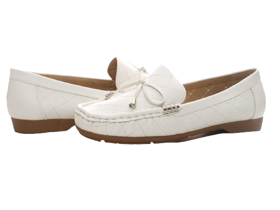 Ballerines mocassins à enfiler pour femmes, chaussures basses, style décontracté, blanc # 480