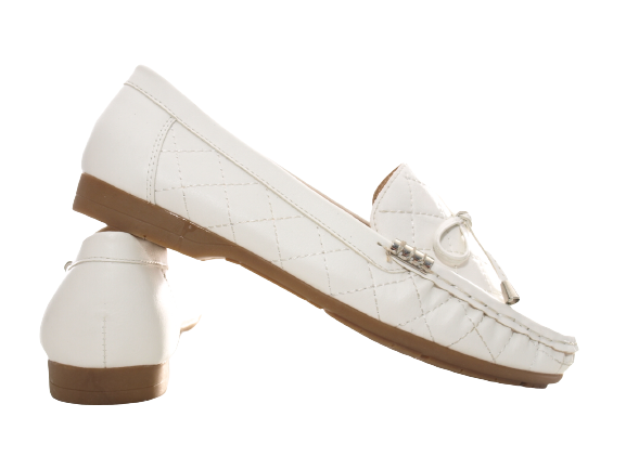 Ballerines mocassins à enfiler pour femmes, chaussures basses, style décontracté, blanc # 480