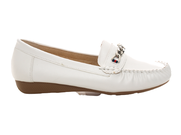 Mocassins ballerines chaussures basses à enfiler pour femmes, décontractées, blanc # 184