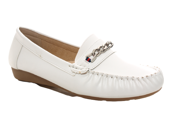 Mocassins ballerines chaussures basses à enfiler pour femmes, décontractées, blanc # 184