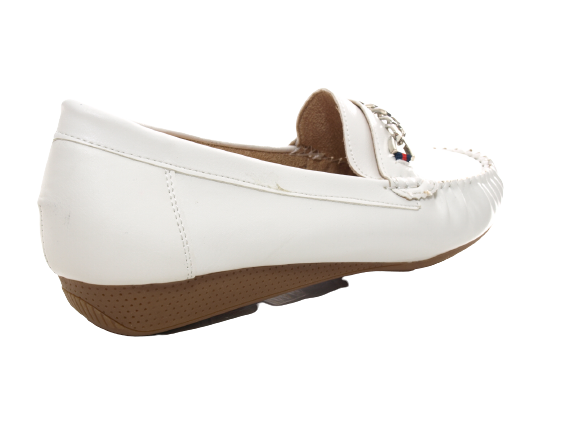 Mocassins ballerines chaussures basses à enfiler pour femmes, décontractées, blanc # 184