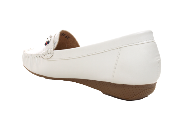 Mocassins ballerines chaussures basses à enfiler pour femmes, décontractées, blanc # 184