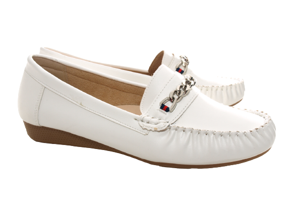 Mocassins ballerines chaussures basses à enfiler pour femmes, décontractées, blanc # 184