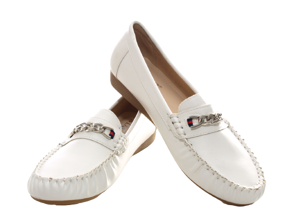 Mocassins ballerines chaussures basses à enfiler pour femmes, décontractées, blanc # 184