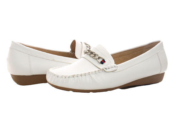 Mocassins ballerines chaussures basses à enfiler pour femmes, décontractées, blanc # 184