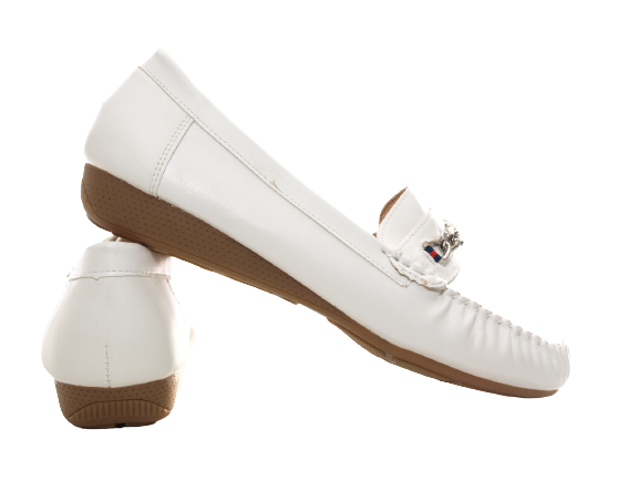 Mocassins ballerines chaussures basses à enfiler pour femmes, décontractées, blanc # 184