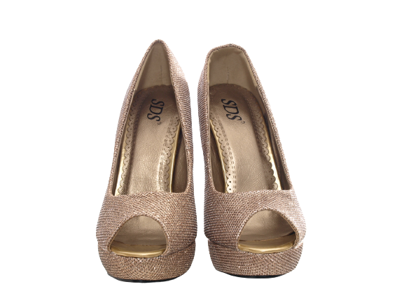 Escarpins à talons hauts peep toe pour femmes chaussures de soirée doré # 6771