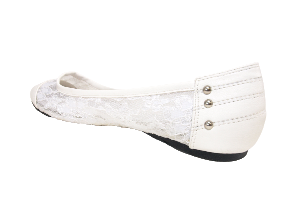 Mocassins ballerines chaussures basses à enfiler pour femmes, décontractées, blanc # 298