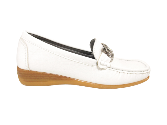 Mocassins à semelles compensées pour femmes Ballerines Loafers Slip-on Plats Décontracté Blanc # 827-10