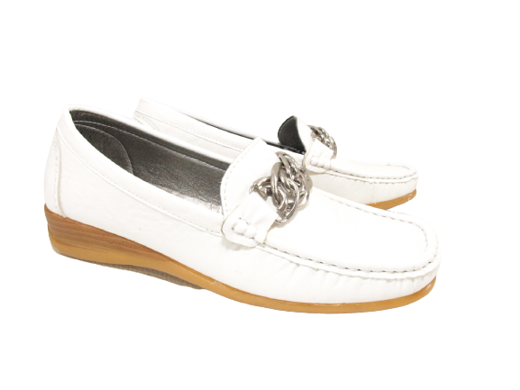 Women's Wedge Loafer Ballerina Moccasins Slip-On Flats Casual White # 827-10