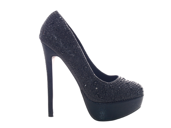 Escarpins à talons hauts et plateforme pour femme chaussures de soirée stilettos noir # 6423