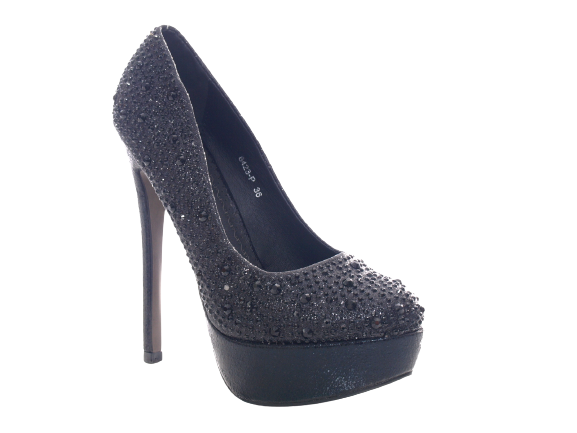 Escarpins à talons hauts et plateforme pour femme chaussures de soirée stilettos noir # 6423