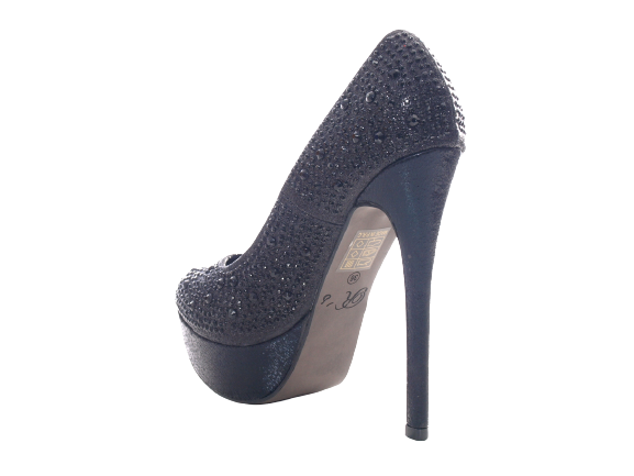 Escarpins à talons hauts et plateforme pour femme chaussures de soirée stilettos noir # 6423