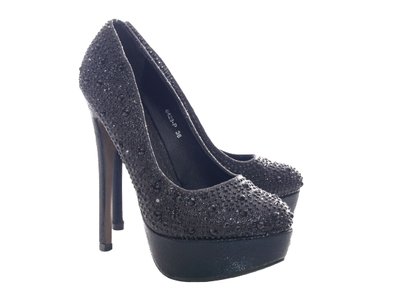 Escarpins à talons hauts et plateforme pour femme chaussures de soirée stilettos noir # 6423