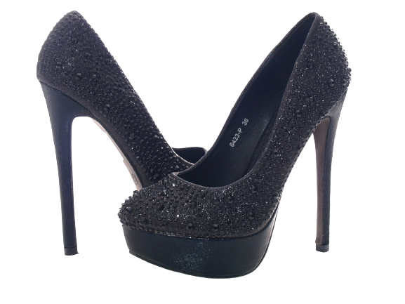 Women's High Heel Platform Pumps Evening Shoes Stilettos Black # 6423