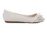 Damen Slipper Halbschuhe Ballerina Loafer Mokassins Slip On Flats Freizeit White # 1876