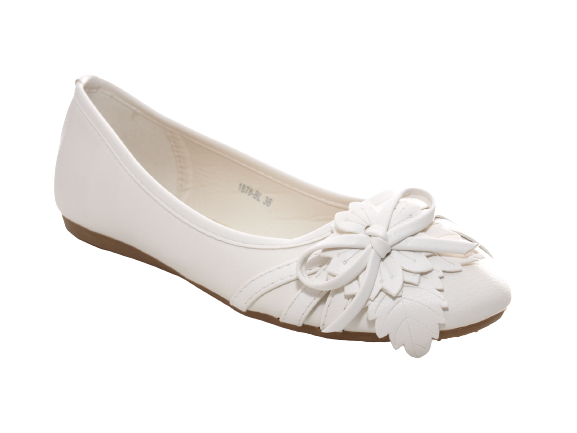 Ballerines mocassins chaussures basses à enfiler pour femmes, décontracté blanc # 1876
