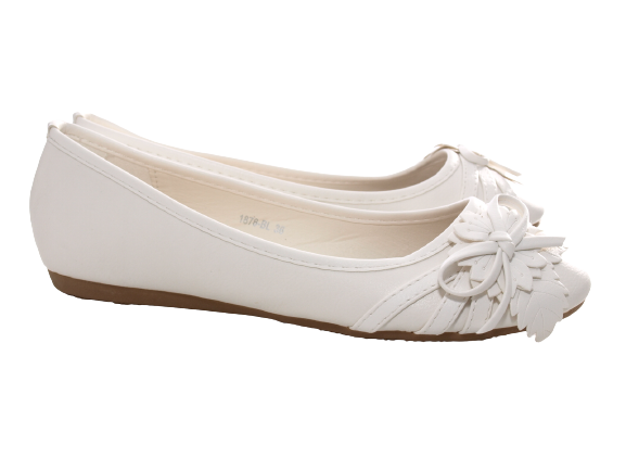 Ballerines mocassins chaussures basses à enfiler pour femmes, décontracté blanc # 1876