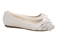 Damen Slipper Halbschuhe Ballerina Loafer Mokassins Slip On Flats Freizeit White # 1876