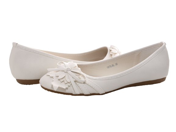 Ballerines mocassins chaussures basses à enfiler pour femmes, décontracté blanc # 1876