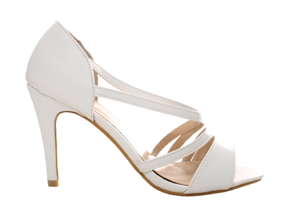 Escarpins de mariée à talons hauts pour femme, chaussures de soirée, escarpins à bride, blanc # 25816