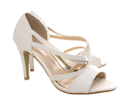 Damen High Heels Brautschuhe Hochzeit Abendschuhe Pumps Riemen White # 25816