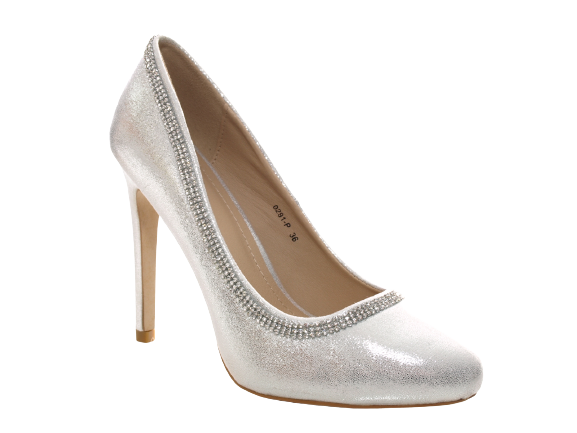 Women's High Heel Pumps Evening Shoes Stilettos Silver # 0291