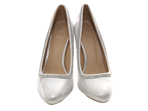 Women's High Heel Pumps Evening Shoes Stilettos Silver # 0291