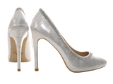 Damen High Heel Pumps Abendschuhe Stilettos Silver # 0291