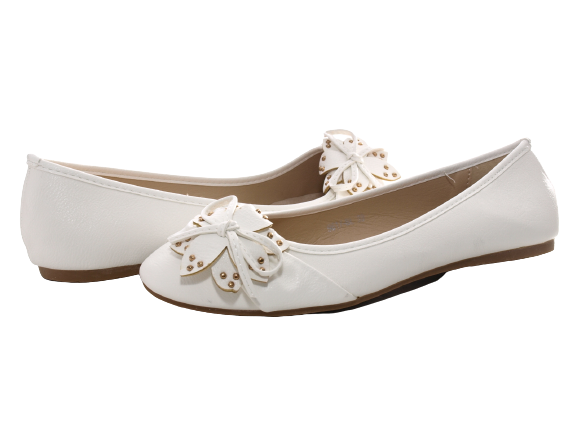 Ballerines mocassins à enfiler pour femmes, chaussures plates décontractées, blanc # 9617