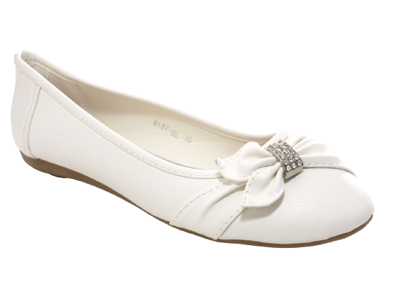 Chaussures femme ballerines mocassins slip-on plates décontractées blanc # 8187