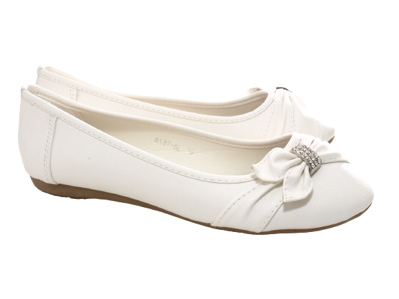 Chaussures femme ballerines mocassins slip-on plates décontractées blanc # 8187